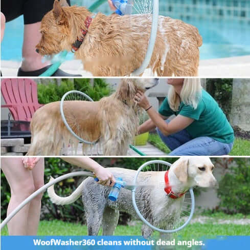 Pet shower brush for grooming washes dogs thoroughly with a gentle massage during bath time.