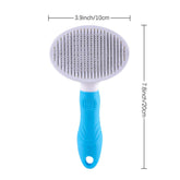 Cepillo autolimpiable para gatos con púas resistentes de acero inoxidable para un deslanado y cepillado eficaces.