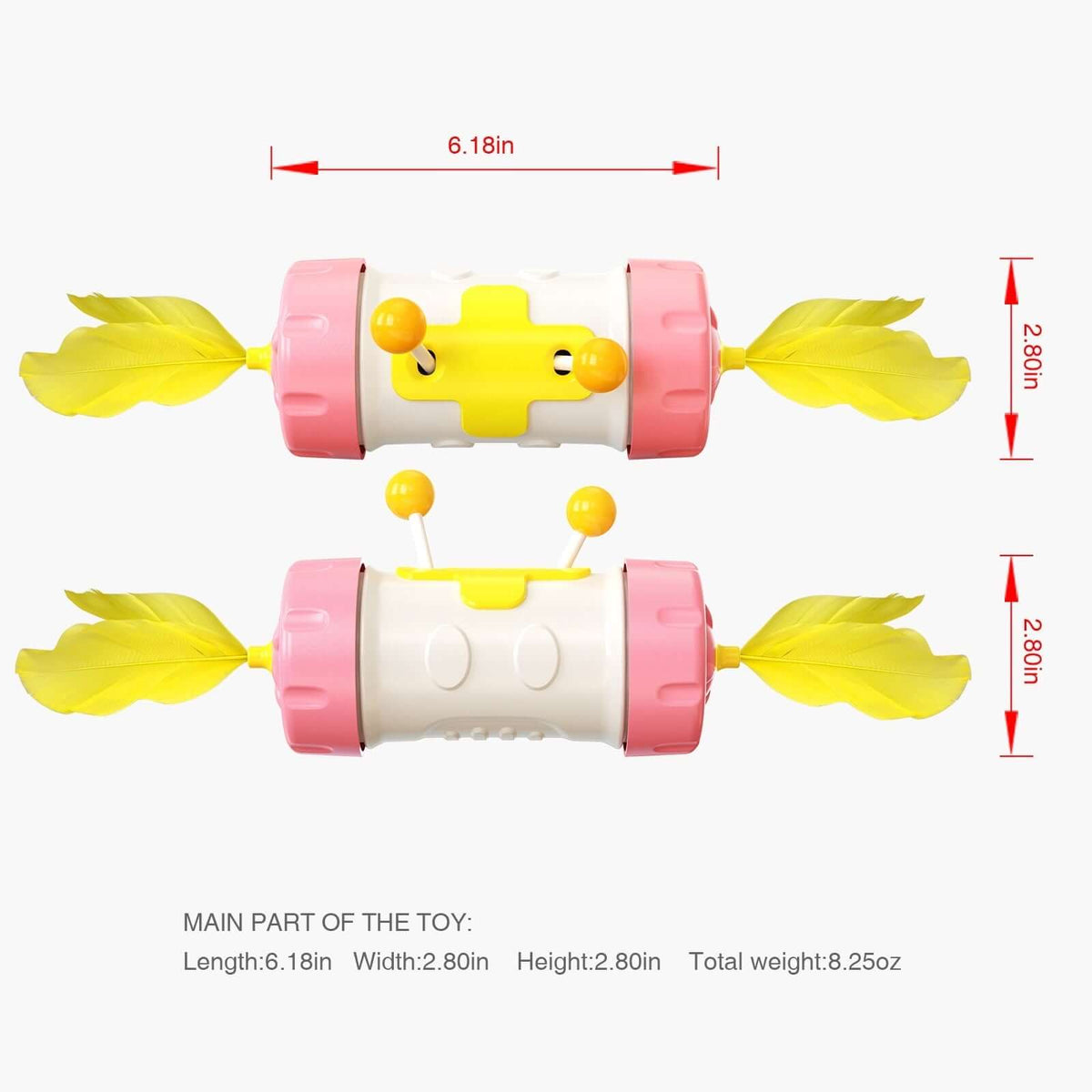 Interactive feather wand cat toy featuring a tumbler design with colorful feathers for added fun.