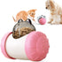 Juguete dispensador de premios interactivo en rosa con un gato y un perro jugando, para comer despacio y entretenerse.