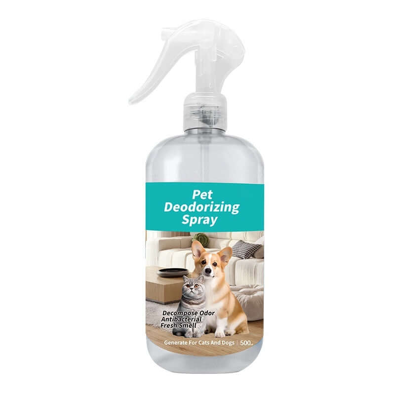 Pet Deodorizer for dogs and cats in a spray bottle, effectively eliminating pet odors and ensuring freshness.