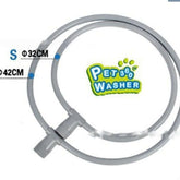 Pet shower brush for grooming device with flexible hose and connectors for easy use.