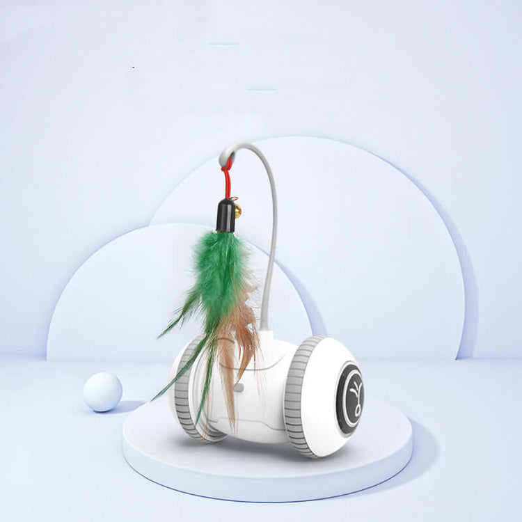 Interactive Cat Toy with Interchangeable Heads - robotic cat toy with feathers for indoor play.