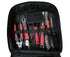 Portable pet cleaning kit with 9 hygiene accessories in a black case, featuring red and black grooming tools for dogs and cats.