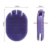 Pet shampoo massage brush for dogs and cats, featuring soft bristles and ergonomic design for comfortable grooming.