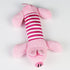 Juguete mordedor de peluche resistente para perros con diseño de cerdito rosa a rayas, suave y perfecto para mascotas juguetonas.