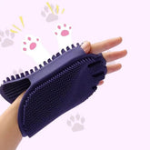 Pet shampoo massage brush for dogs and cats shown in a hand with soft bristles for comfortable grooming.
