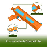 Durable chew ball launcher for dogs showing the orange tennis ball launcher toy and included tennis balls.