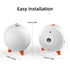 Ultrasonic bark control device featuring easy installation, USB charging, dimensions 8.5*7.2cm, and stylish design.
