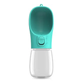 leakproof portable dog water bottle in turquoise color for outdoor hydration of pets.