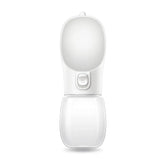 leakproof portable dog water bottle in white, ideal for hydrating dogs and cats during outdoor activities.