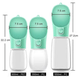 Different sizes of leakproof portable dog water bottle for small and large pets, ideal for outdoor use.