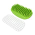 Green dog grooming and cleaning tools, featuring a bath brush and a protective mat for effective pet hygiene.