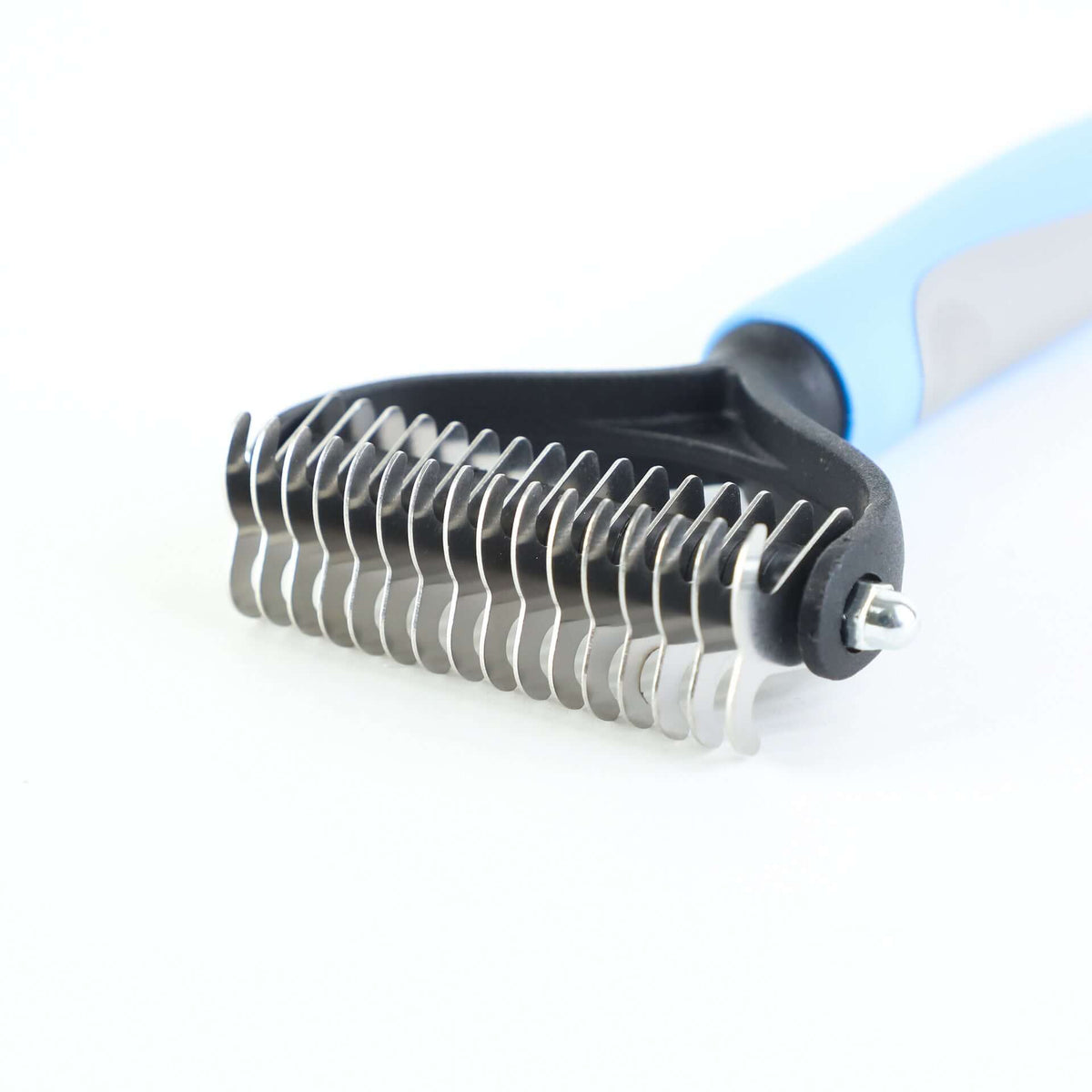 Double-Sided Steel Pet Brush for shedding with a comfortable grip and effective hair removal comb for dogs and cats.
