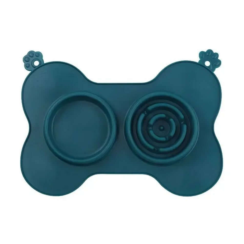 Dark green non-slip silicone lick mat for pets, designed for cats and dogs, to enhance feeding and licking activities.