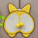 Sisal cat scratching mat designed as a cute Corgi butt, featuring natural sisal and vibrant colors for durability.