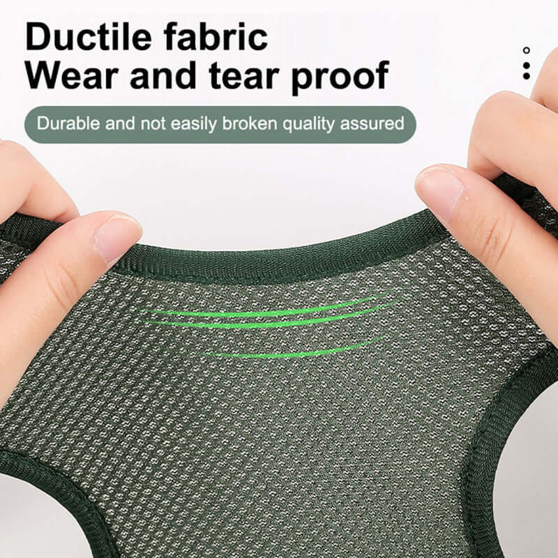 Close-up of grooming hammock harness for pets made with ductile fabric, demonstrating durability and tear-proof design.