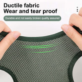 Close-up of grooming hammock harness for pets made with ductile fabric, demonstrating durability and tear-proof design.