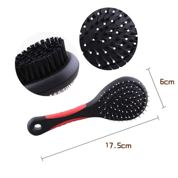 Portable pet cleaning kit featuring a dual-sided brush for effective grooming of dogs and cats.