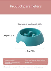 Comedero lento de colores para perros, verde, 14.2cm de diámetro, diseño anti-voracidad, material PP ecológico.