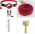 Image of multifunctional pet products including a steam cleaning grooming brush for cats, cat collar, bed, and cleaning tool.
