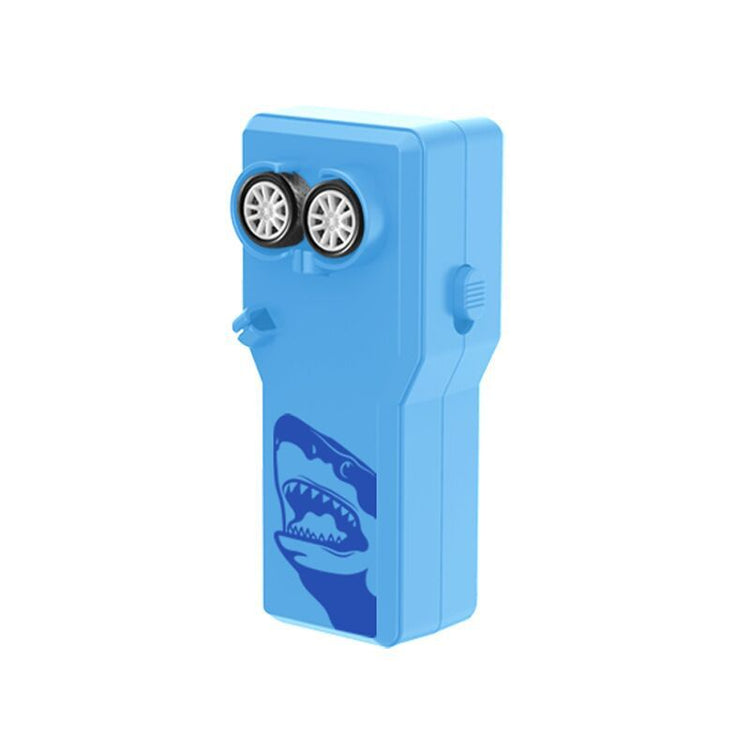 Lanzador eléctrico de cuerda para gatos en azul tiburón, un juguete interactivo pensado para la diversión de tu mascota.