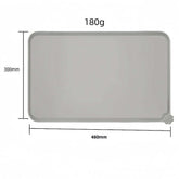 waterproof non-slip silicone pet mat dimensions showing length 480mm and width 300mm in gray color