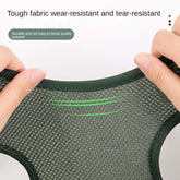 Close-up of grooming hammock harness for pets, showcasing tough, wear-resistant fabric and elastic design for pet comfort.