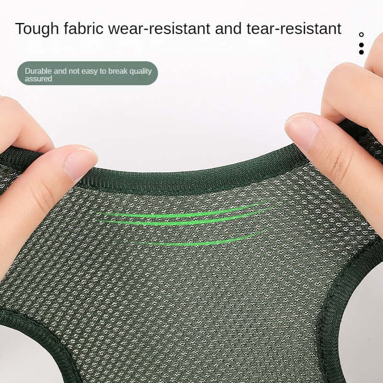 Close-up of grooming hammock harness for pets, showcasing tough, wear-resistant fabric and elastic design for pet comfort.
