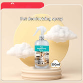 Pet deodorizer for dogs and cats, 500ml bottle of pet deodorizing spray with nozzle, eliminates pet odors.